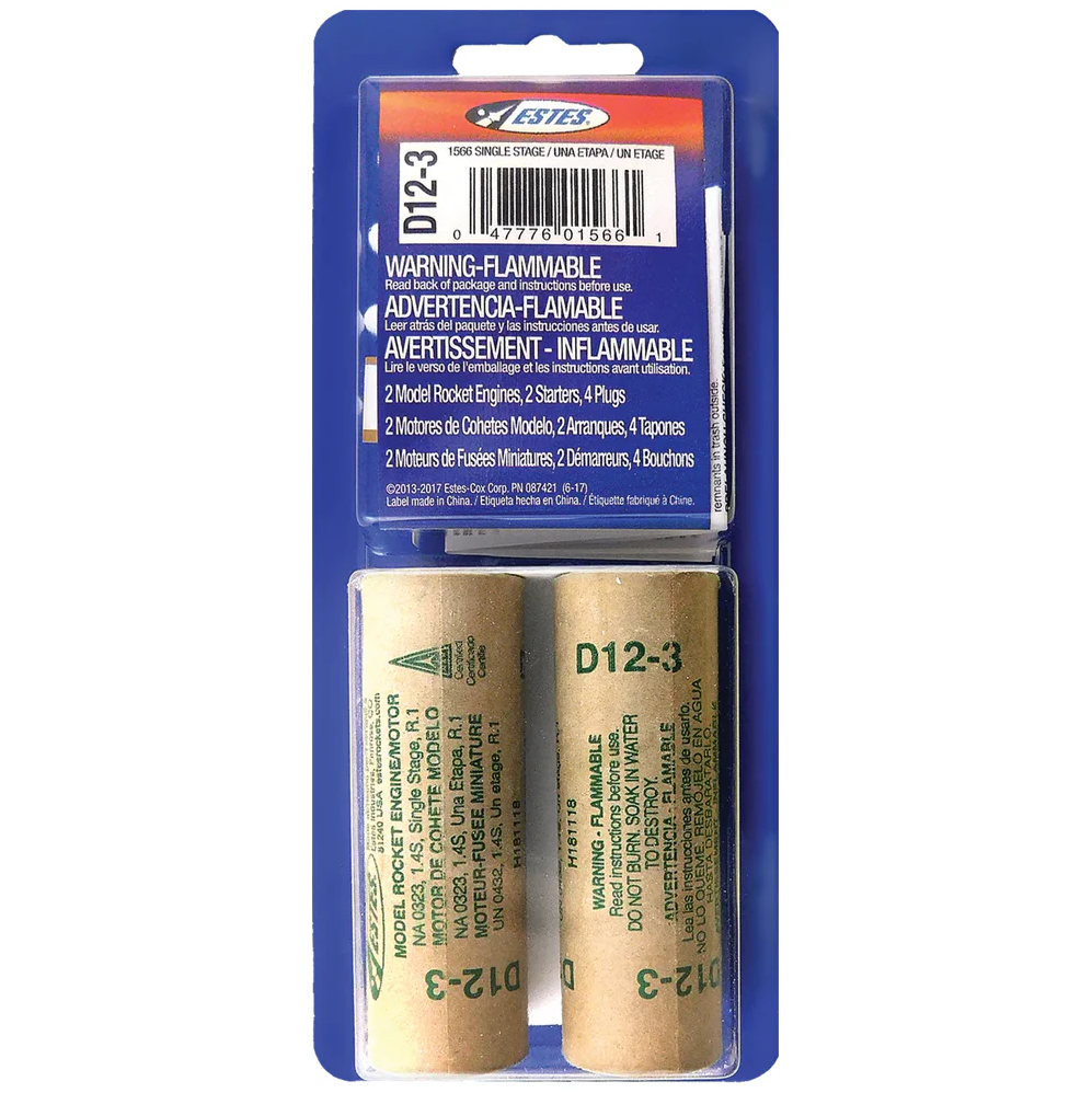 D12-3 Model Rocket Engines (3pk)