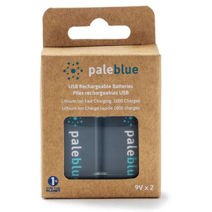 Pale Blue Lithium Ion Rechargeable 9 Volt Batteries 2pk