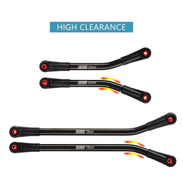 8pc Stainless Steel High Clearance 4 Link Set SCX24 Power Wagon: Black