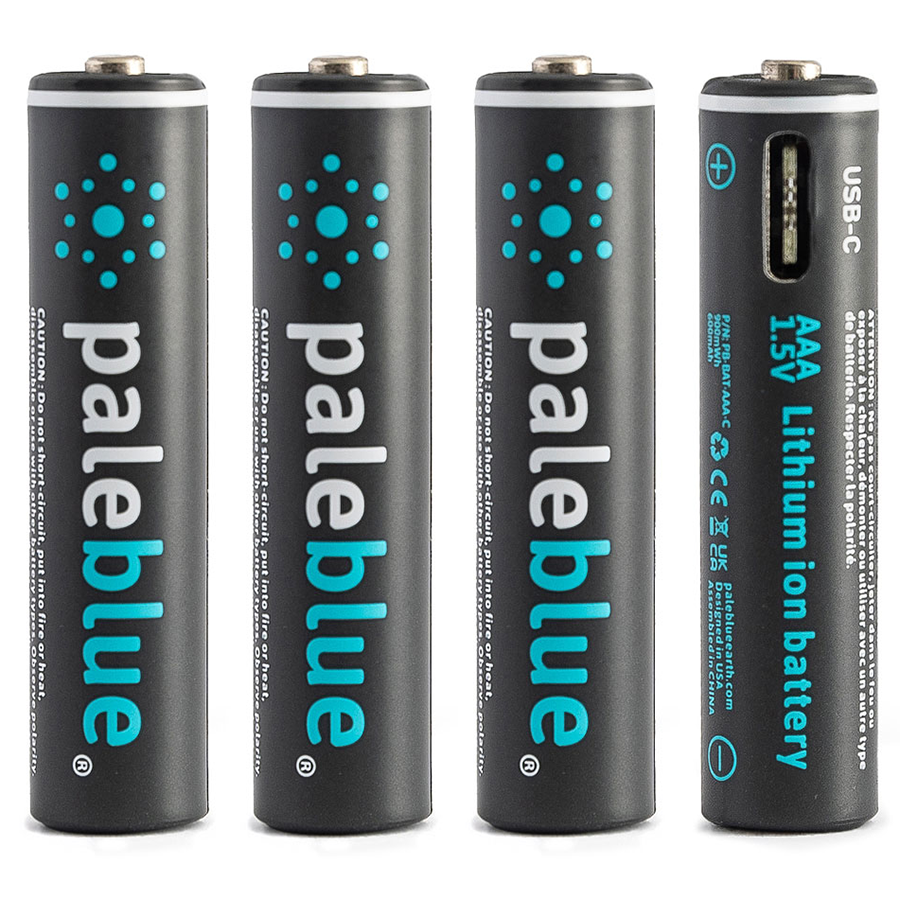 Pale Blue Lithium Ion Rechargeable AAA Batteries 4pk