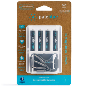 Pale Blue Lithium Ion Rechargeable AAA Batteries 4pk