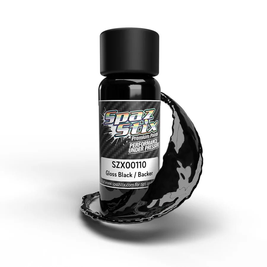 High Gloss Black / Backer, Airbrush Ready Paint, 2oz Bottle