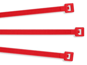 Color Nylon Cable Ties: 8" Red: .14" (50)
