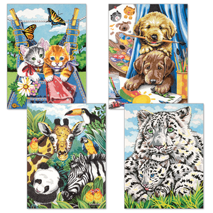 Friendly Animals Variety Pack Pencil by Number (4 9"x12")