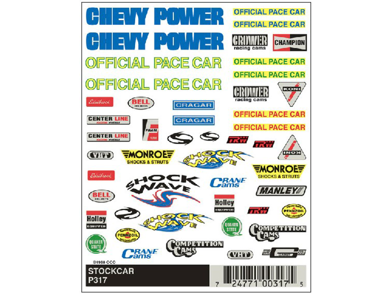 Pine Car Dry Transfer NASCAR