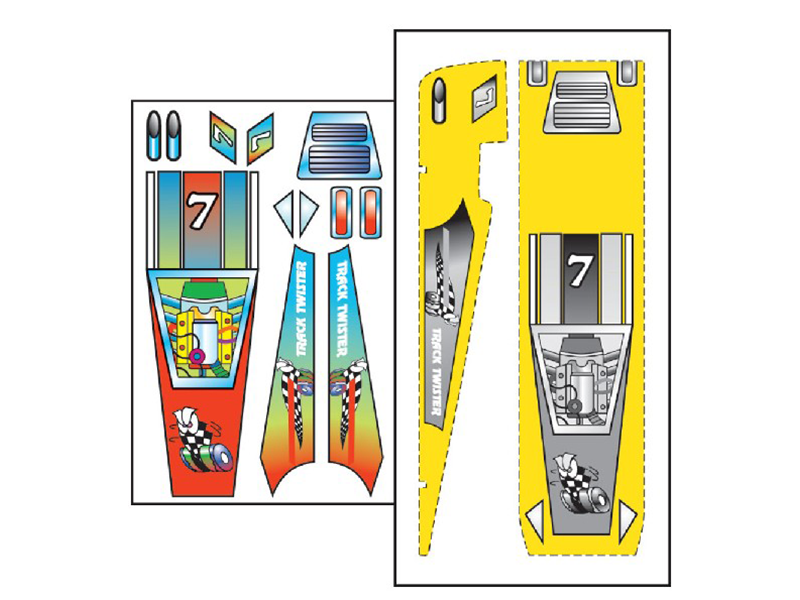 Pine Car StickOn Decal & Template Track Twister
