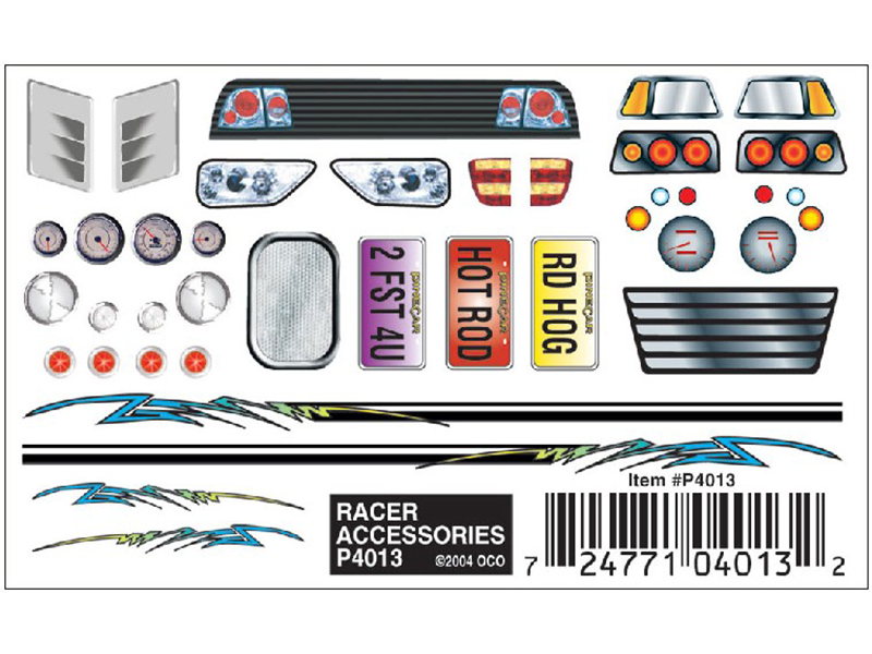 Pine Car Dry Transfer, Racer Accessories (Gauges, Lights, etc.)