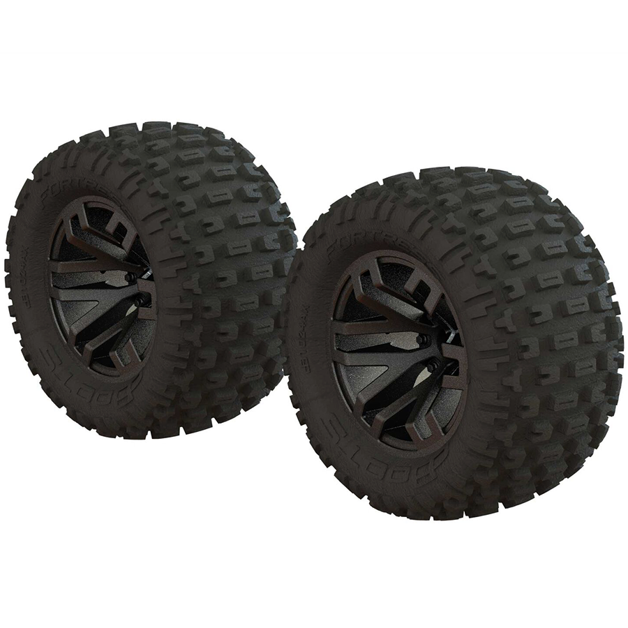 dBoots 'Fortress MT' Tire Set Glued Gun Metal (2): F/R: ARA550086