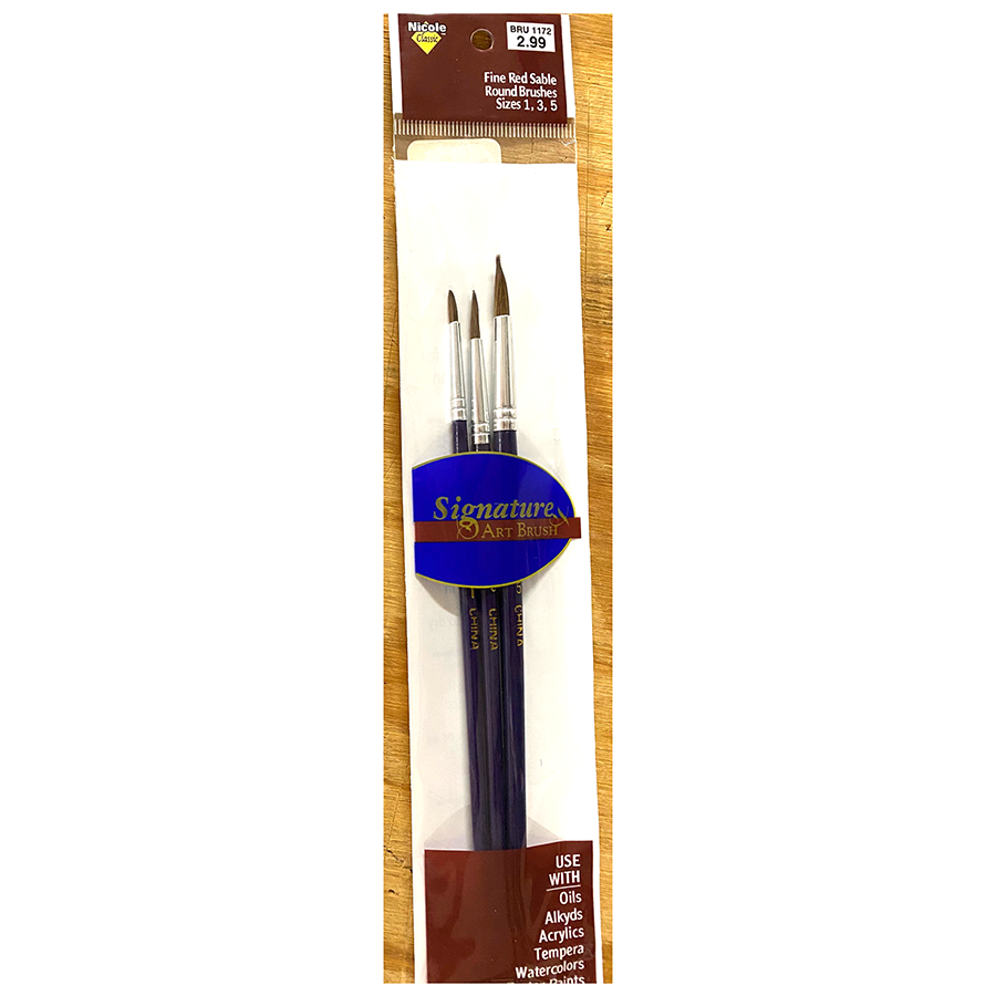 Atlas Brush #58: 1,3,5 Red Sable Detailing Brushes (3)