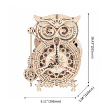 Load image into Gallery viewer, Mechanical Wood Models; Owl Clock
