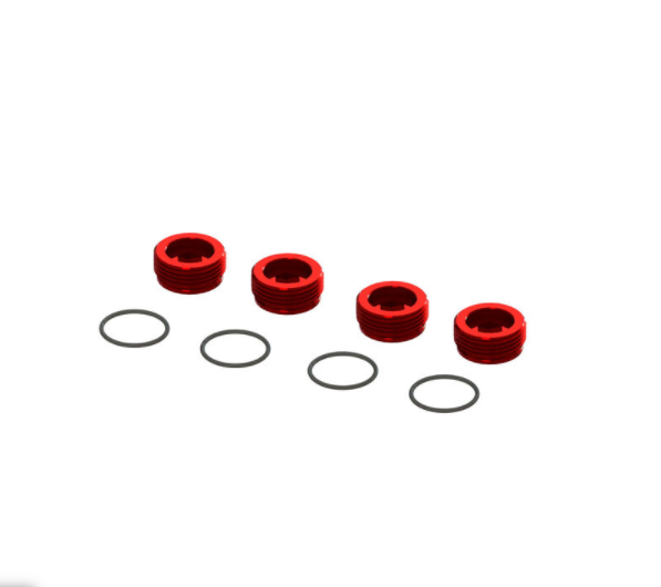 Aluminum Front Hub Nut Red (4) w/O-Rings: ARA320467