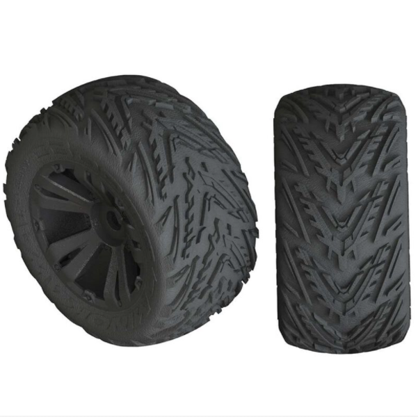 Minokawa LP 4S Tire 3.8 Glued Black (2): F/R: ARAC9467