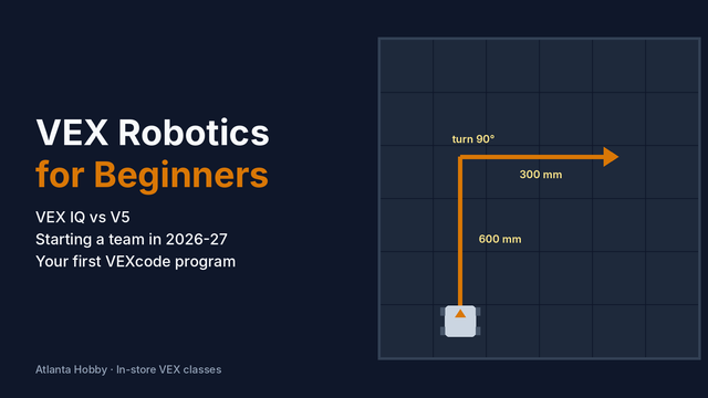 VEX Robotics for beginners guide: robot driving a first autonomous route on a 12 by 12 foot competition field