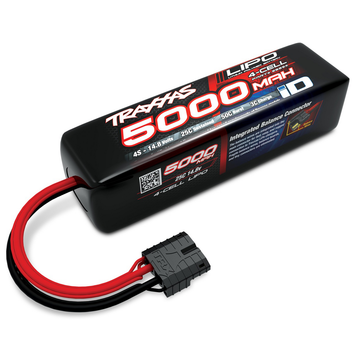 4 Cell 5000mAh 14.8V 25C LiPo Battery w/TRA ID