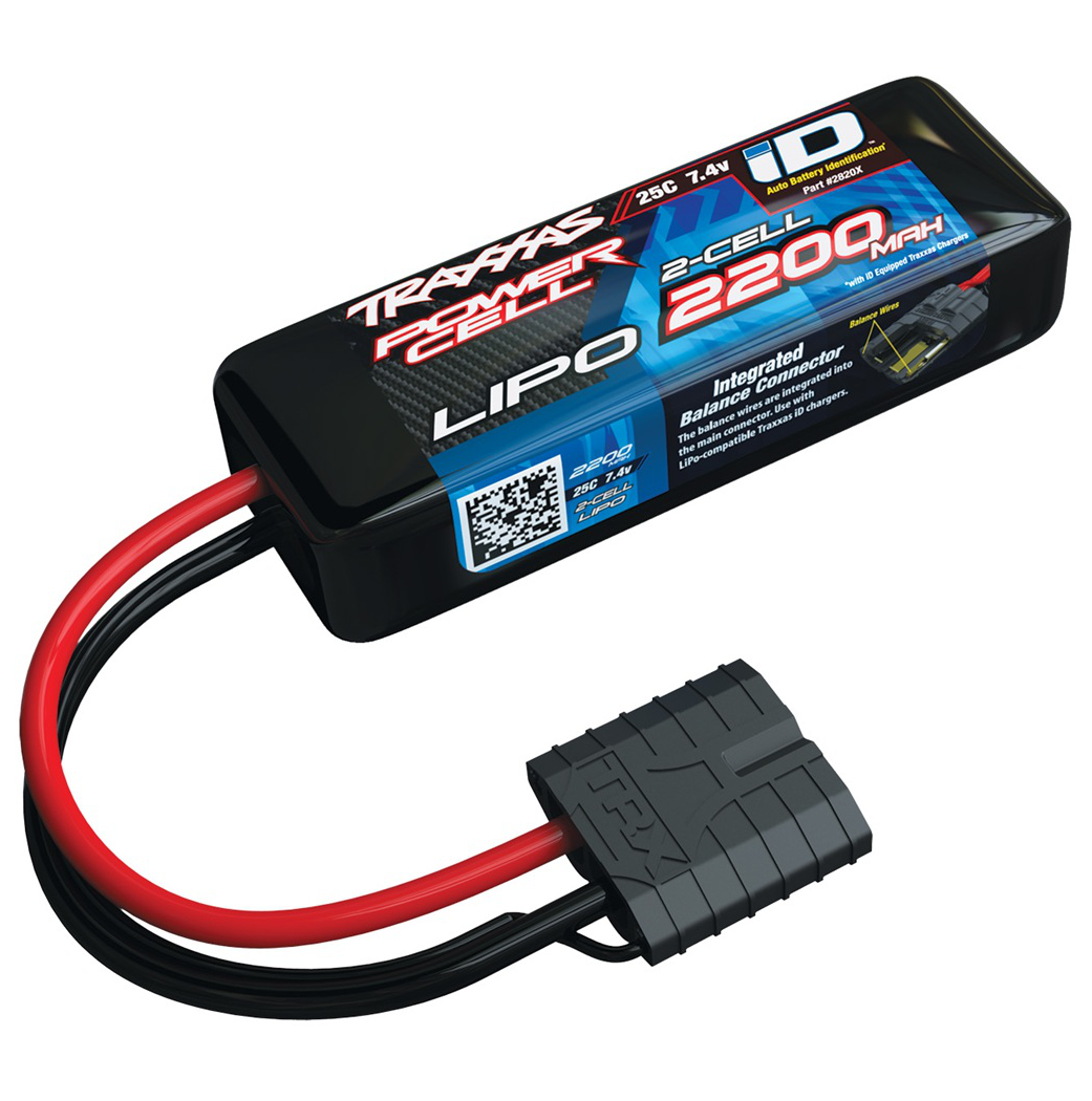 2 Cell 2200mAh 7.4V 25C LiPo Battery w/TRA ID