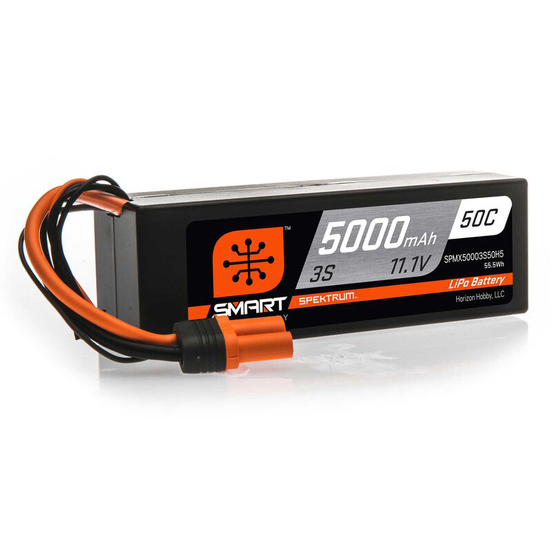 3 Cell 5000mAh 11.1V 50C Smart LiPo, Hardcase:IC5