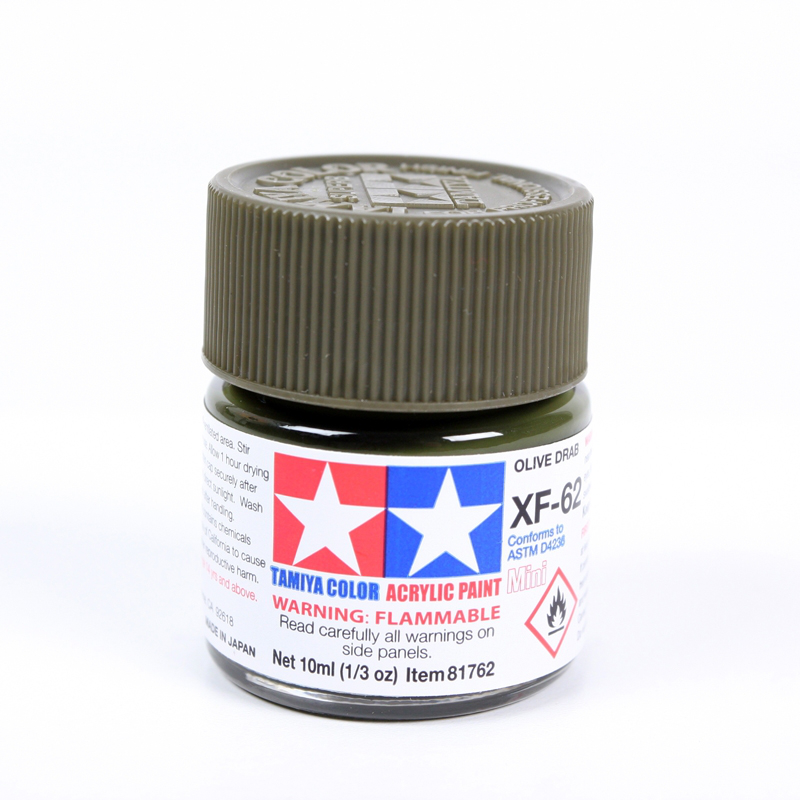 Tamiya Acrylic Mini XF-62 Olive Drab Paint, 10ml product photo