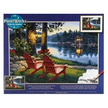 Load image into Gallery viewer, Adirondack Evening (lake, Cabin, Chairs) Paint By Number 20&quot;*14&quot;
