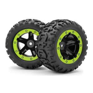 BlackZon Wheels & Tires, Mounted (Black/Green): 540038 (BZN540038)