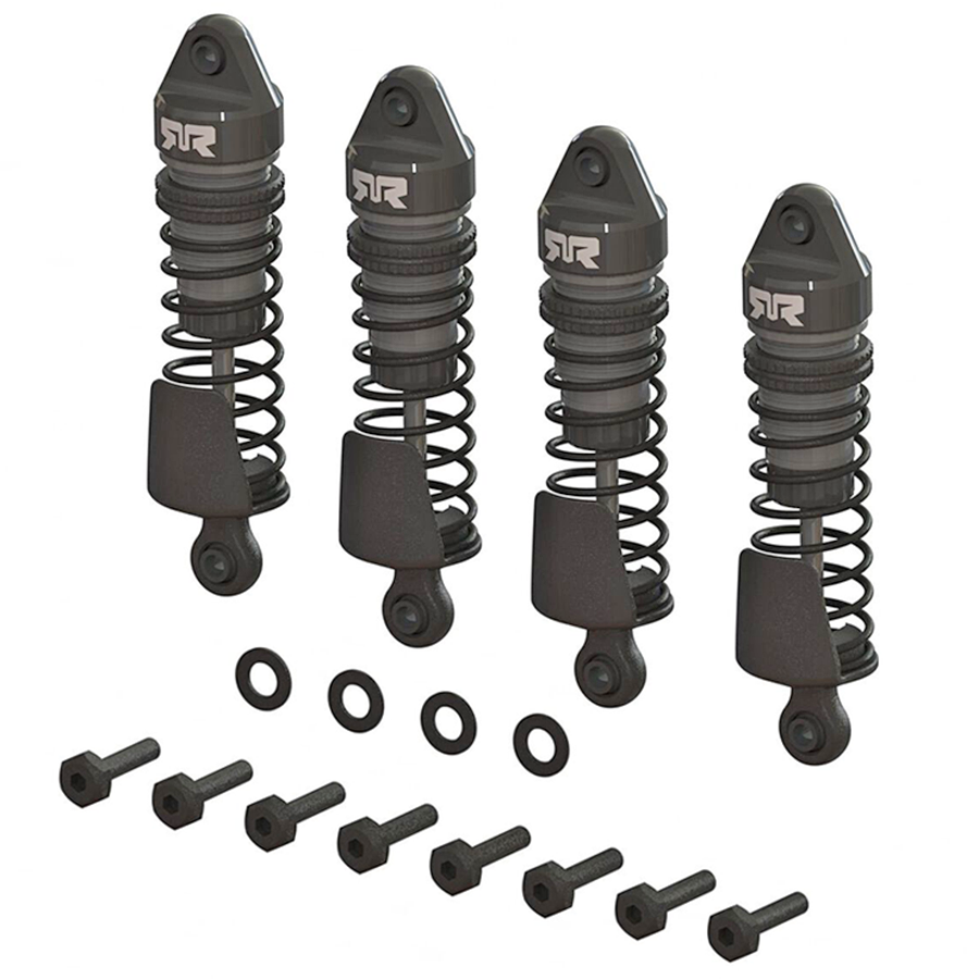 Aluminum Shock Set, 58mm Length, 2000cSt Oil (Gun Metal) (4pcs) - GROM: ARA-1560