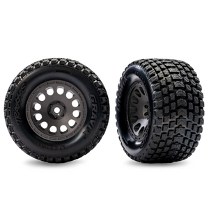 Traxxas Gray Front Mini XRT Wheels with Gravix Tires (2) (10772-GRAY)