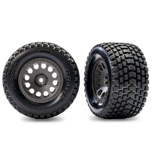 Traxxas Gray Rear Mini XRT Wheels with Gravix Tires (2) (10775-GRAY)