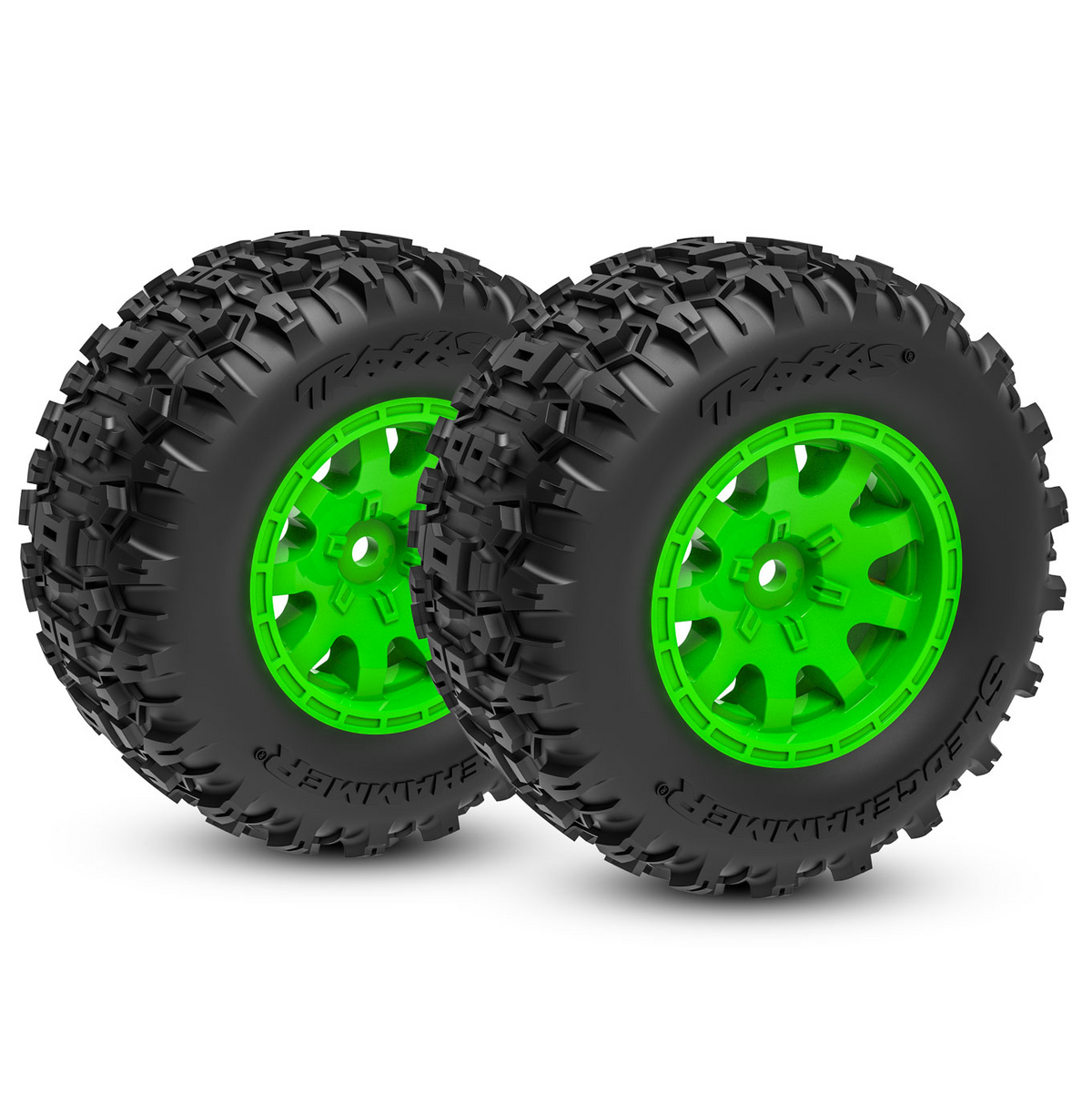 Green Front Wheels w/Sledgehammer Tires (2) :10771-GRN