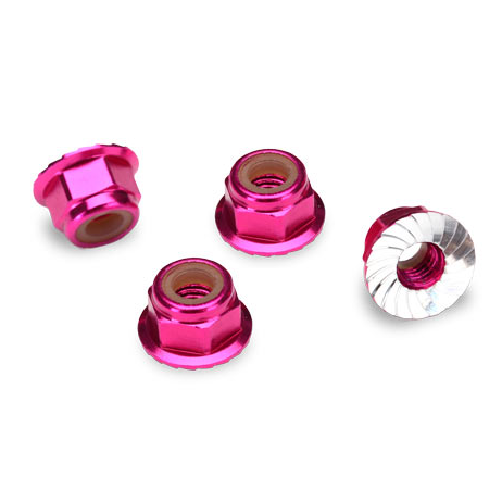 Nuts, 4mm (4) Pink Alum:  1747P