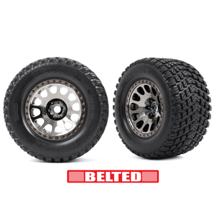 Traxxas XRT Black Chrm Wheels with Belted Gravix Race Tires (2) (7862X)