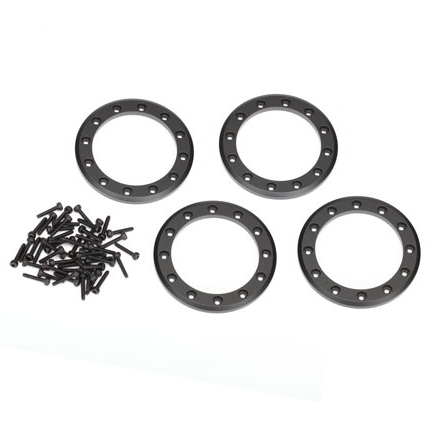 1.9" Black Alum Beadlock Rings w/Screws (4):  8169T
