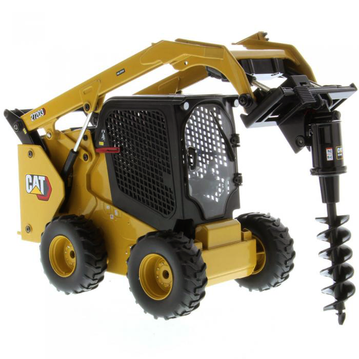 1:16 Diecast RC Cat 272D3 Skid Steer Loader (W Bucket, Auger, Forks, and Broom)