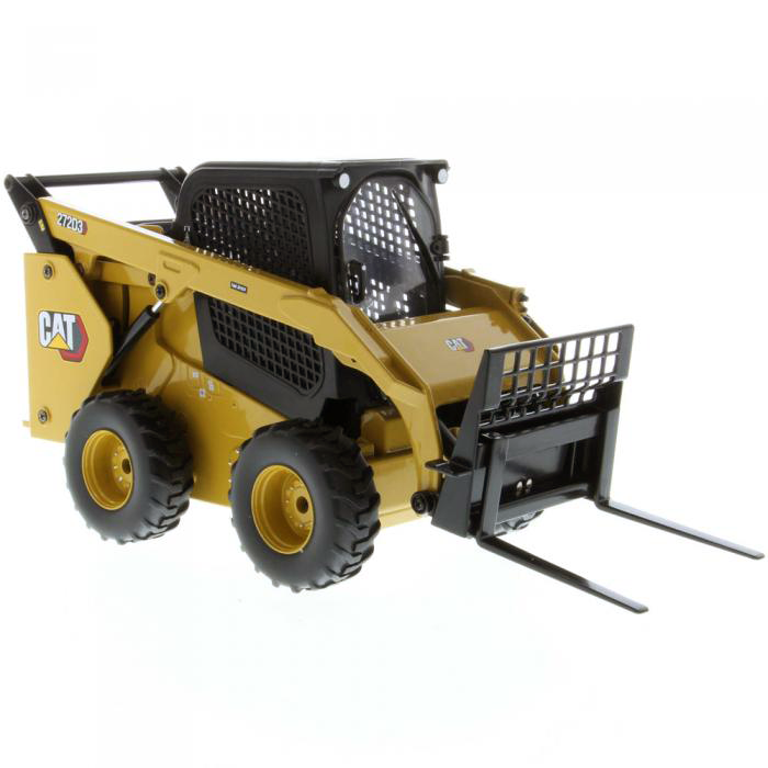 1:16 Diecast RC Cat 272D3 Skid Steer Loader (W Bucket, Auger, Forks, and Broom)