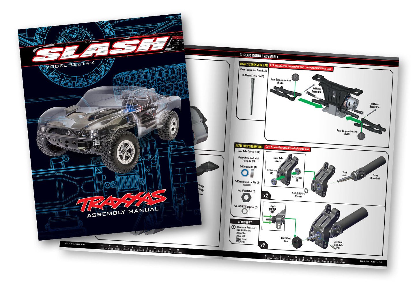 1/10 Slash, 2WD, Unassembled Kit w/Clear Body:  (Requires battery & charger)