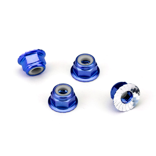 Nuts, 4mm (4) Blue Alum: 1747R