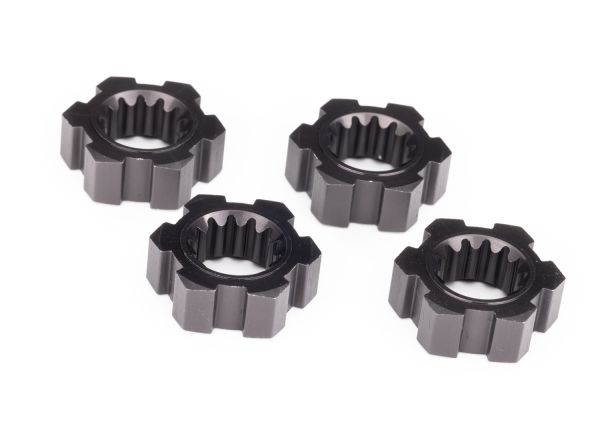 Traxxas 24 mm Gray Aluminum Splined Hex Wheel Hubs 7756-GRAY, set of four hubs