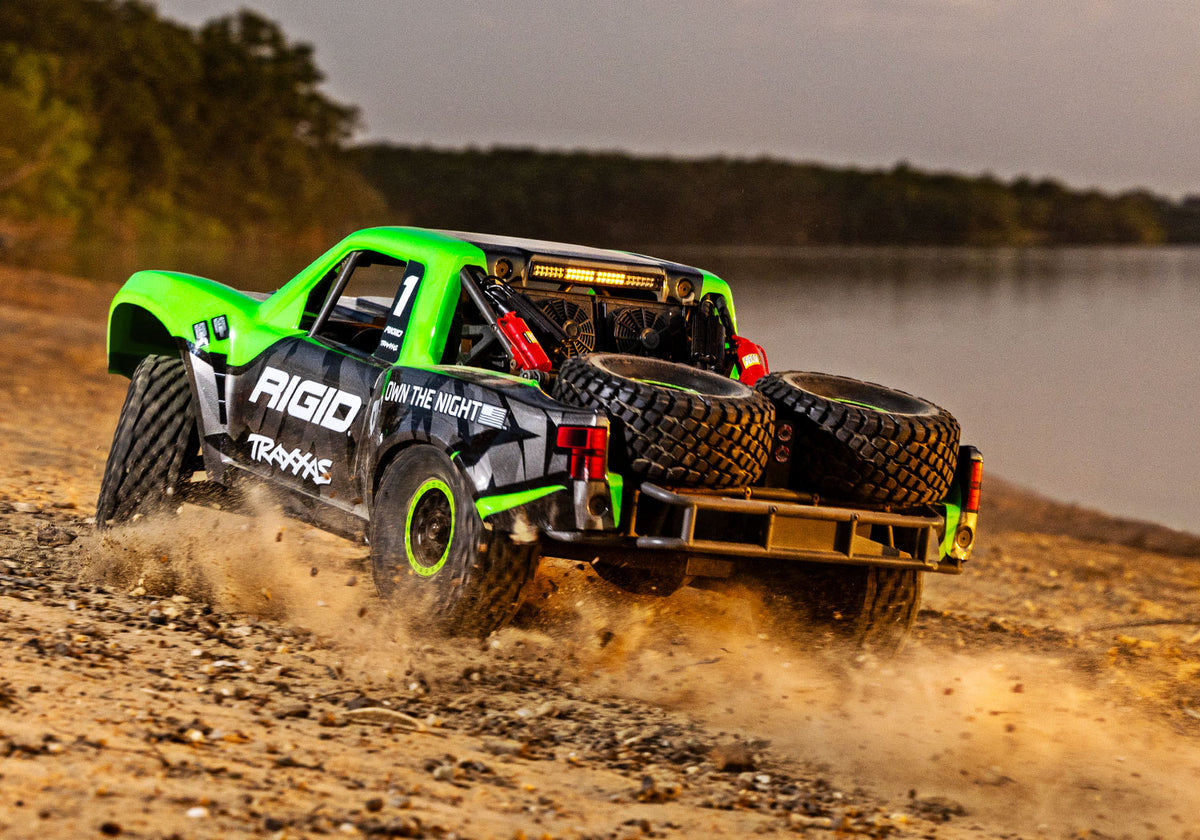 1/8 Unlimited Desert Racer, W/Lights 4WD, (Requires battery & charger): Rgid Green /Black