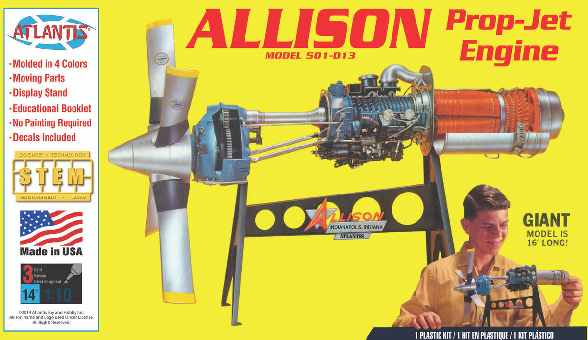 1/10 Allison Model 501-D13 Prop-Jet Engine Plastic Model Kit, Skill Level 3