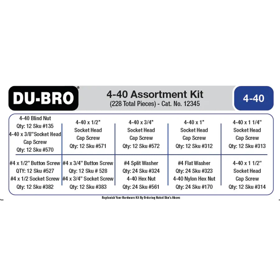Du-Bro 4-40 Hardware Assortment Kit (228 pcs set) (dubak101)