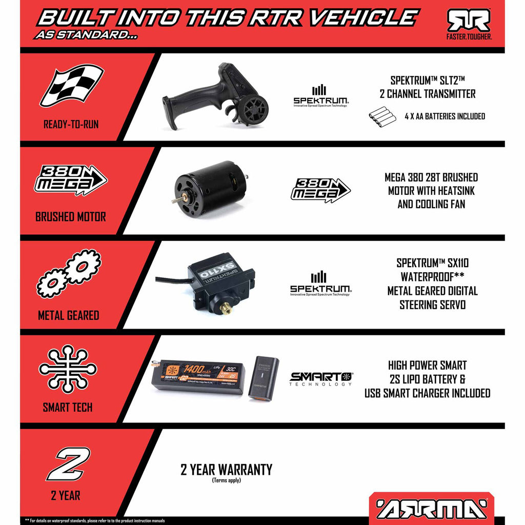 1/12 Mojave GROM Small Scale 4x4 DT RTR (Includes battery and charger) Red/Black: ARA2104T1