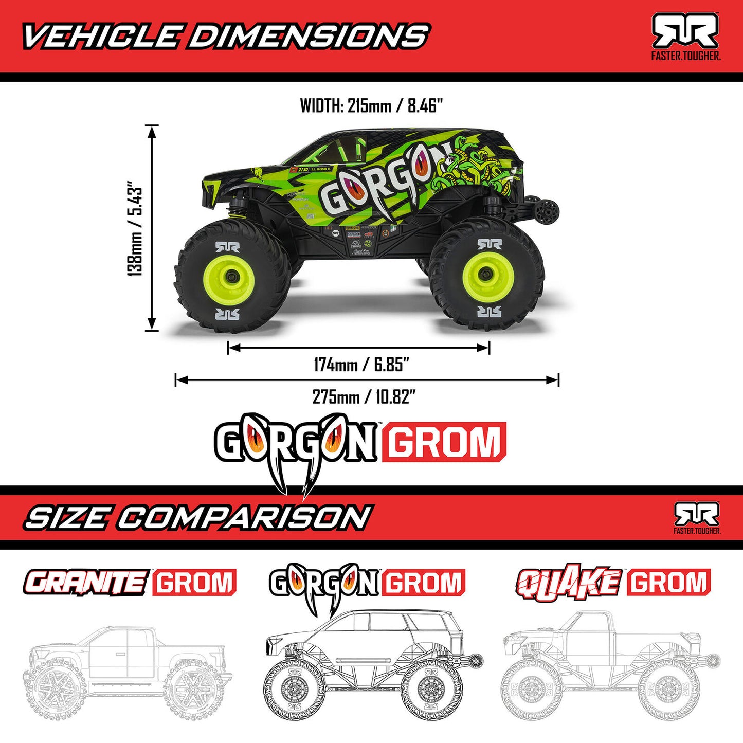 1/16 Gorgon GROM Small Scale 4x4 MT (Includes battery and charger) Red: ARA2130T2