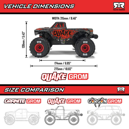 1/16 Quake GROM Small Scale 4x4 MT (Includes battery and charger) Green: ARA2137T2