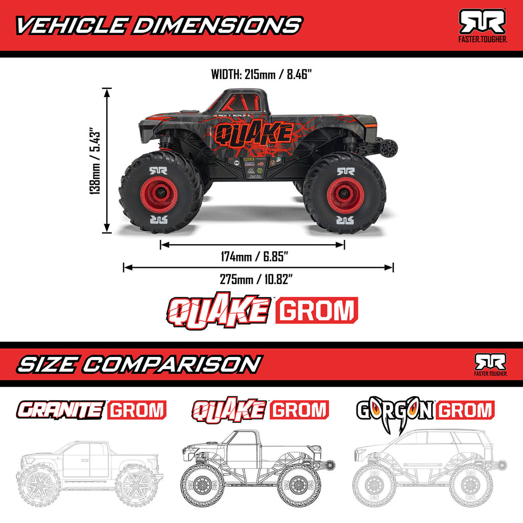ARRMA 1/16 Quake GROM 4x4 RTR Brushed Monster Truck (Battery & Charger Included), Purple (ARA2137T3)