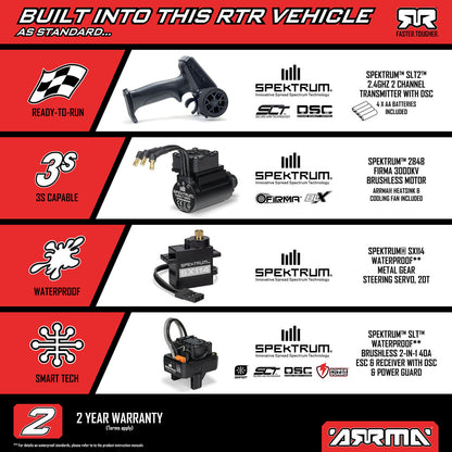 1/16 Mini KRATON 3S DSC 4X4 Brushless Speed Truck , Black/Red (Needs battery and charger):ARA250