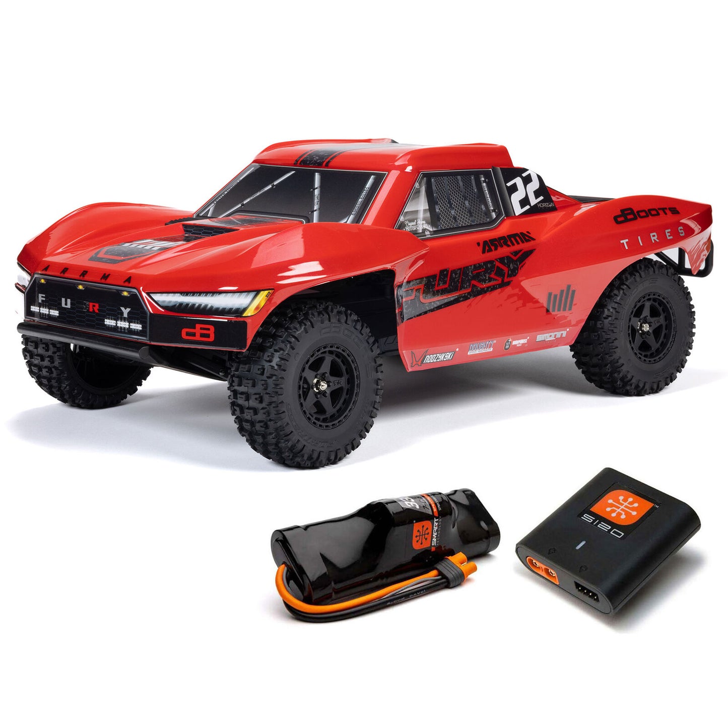 1/10 FURY 2wd w/battery & charger Red: ARA3221ST1