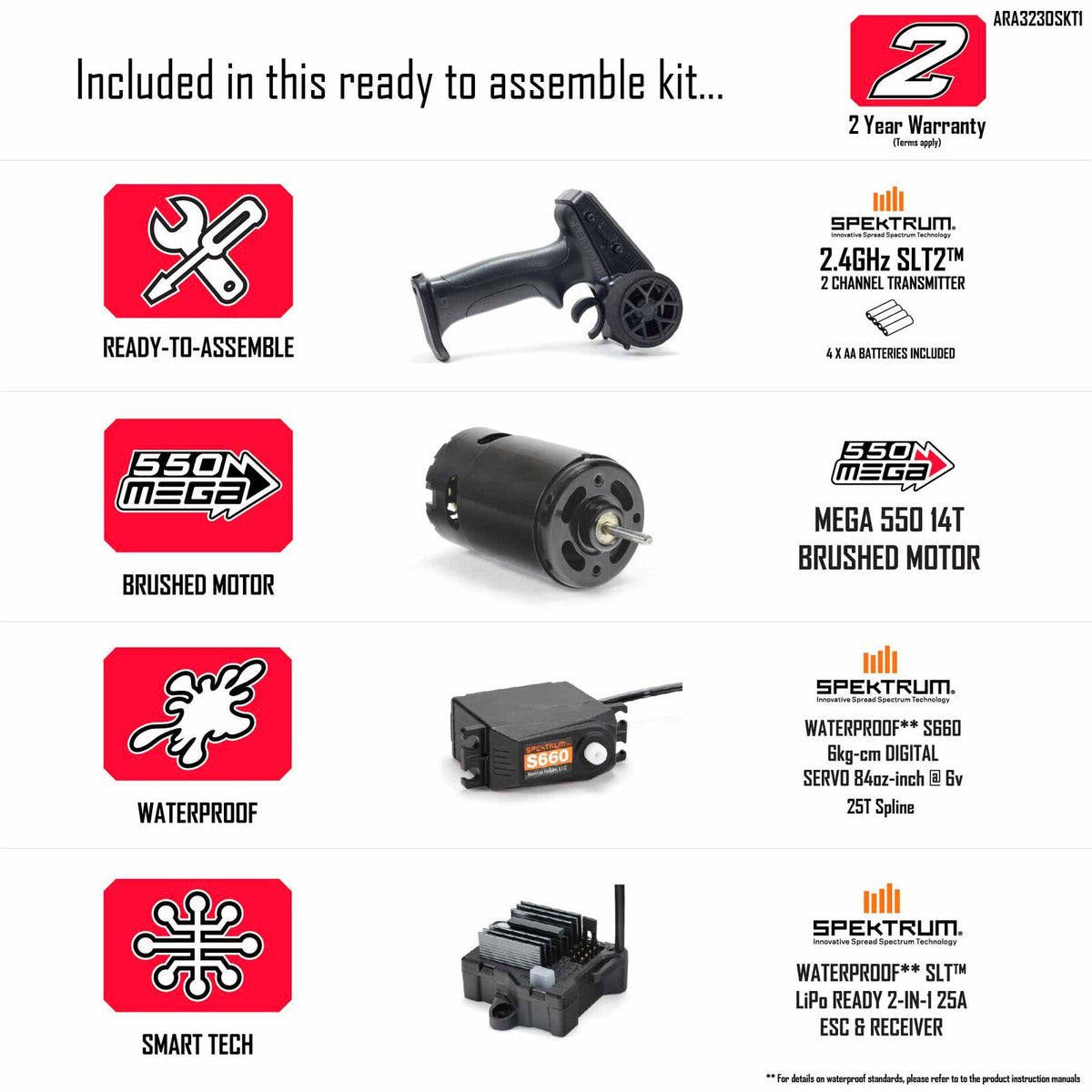 1/10 GORGON 4X2 Monster Truck Kit (includes battery and charger): Black: ARA3230SKT1