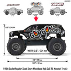 1/10 GORGON 4X2 Monster Truck Kit (includes battery and charger): Black: ARA3230SKT1