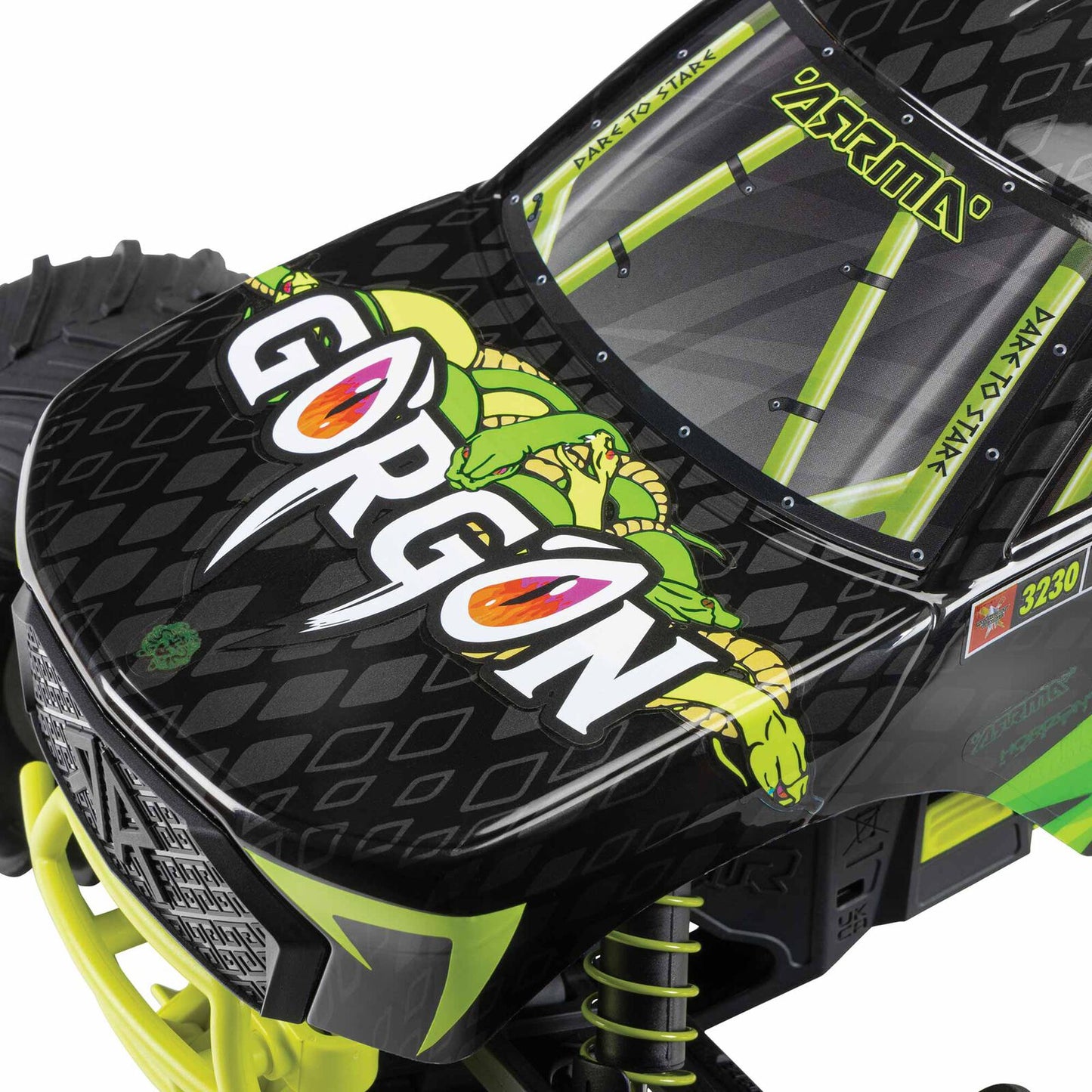 1/10 GORGON 4X2 Monster Truck (Includes battery & charger): Yellow/Green: ARA3230ST1