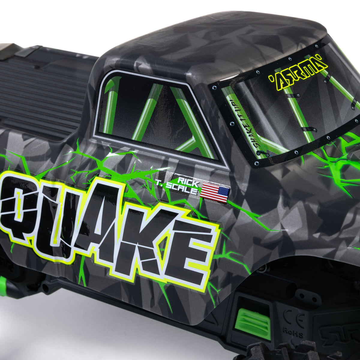 ARRMA 1/10 Quake 223S DSC 2WD RTR Brushless Monster Truck, Green (ARA3537T2)