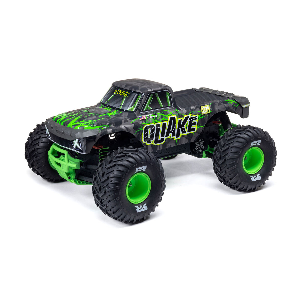 ARRMA 1/10 Quake 223S DSC 2WD RTR Brushless Monster Truck, Green (ARA3537T2)