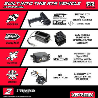 1/8 TYPHON 4X4 Brushed Buggy, RTR (Requires battery & charger) Red: ARA4206V4T3